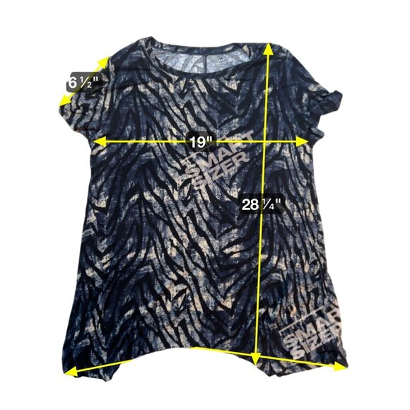 New Directions XL Black & Beige Zebra Print Short Sleeve Tunic Top 1754 - Picture 5 of 5